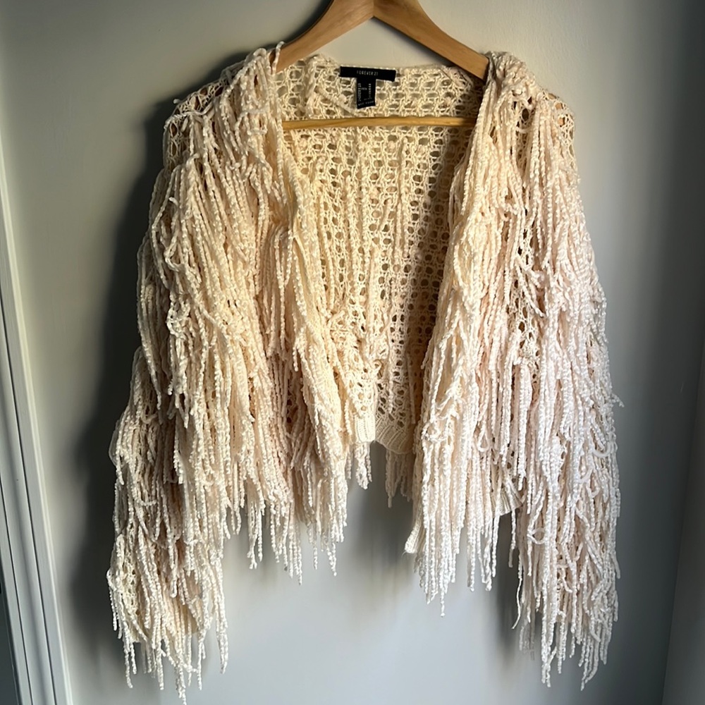 Forever 21 fringe sweater cardigan